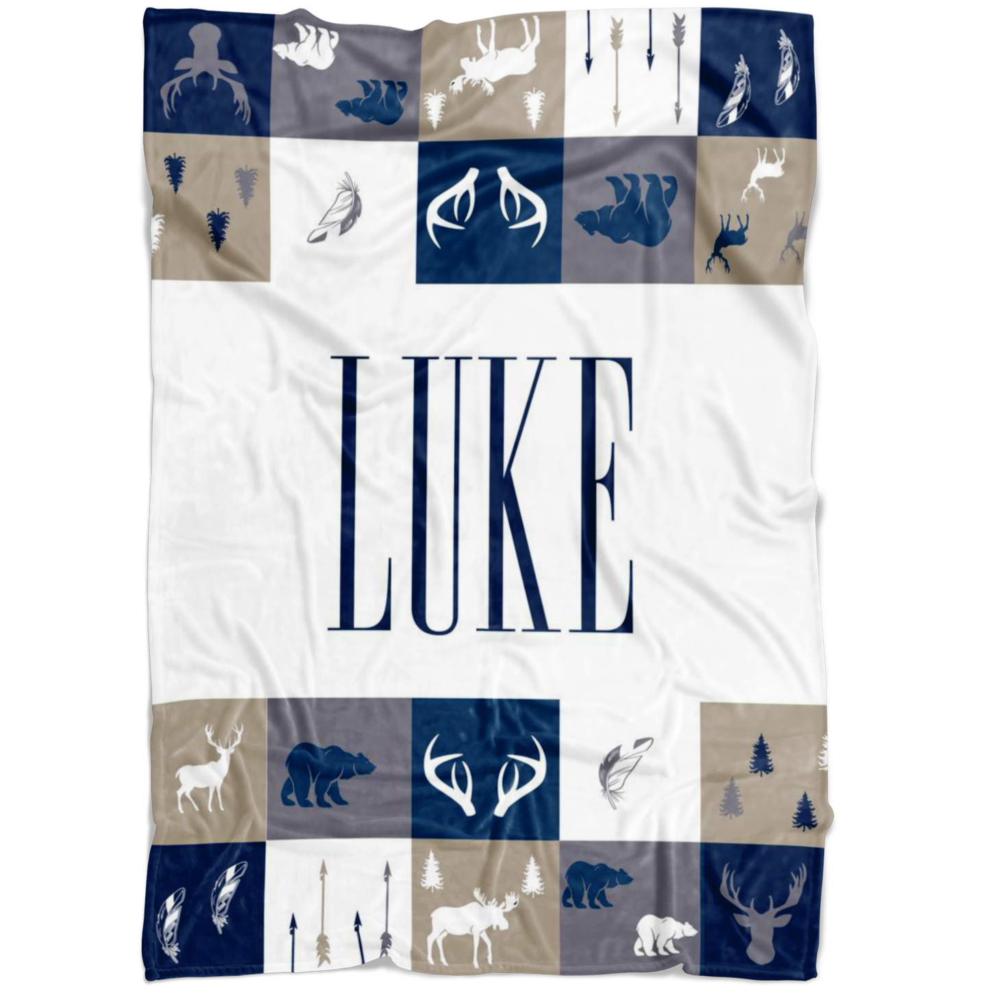 Personalized Name Woodland Blanket for Boys, Kids - Luke
