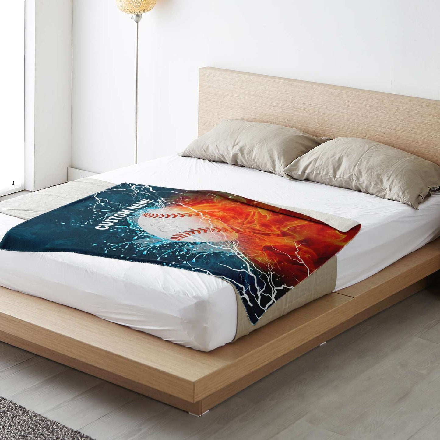 Personalized Name Baseball Blanket, Custom Name Sports Blanket for Boys & Girls