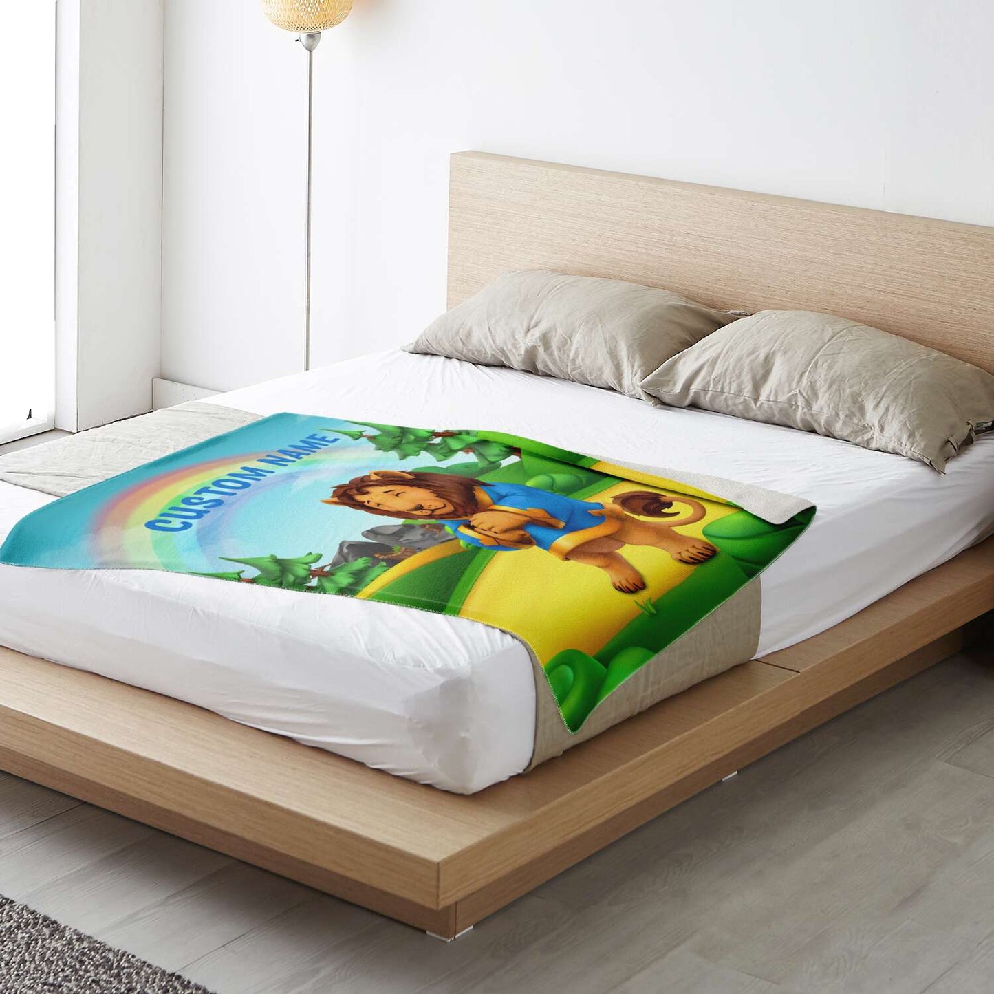 Personalized Name Lion, Animal Blanket for Kids, Custom Name Blanket for Boys & Girls