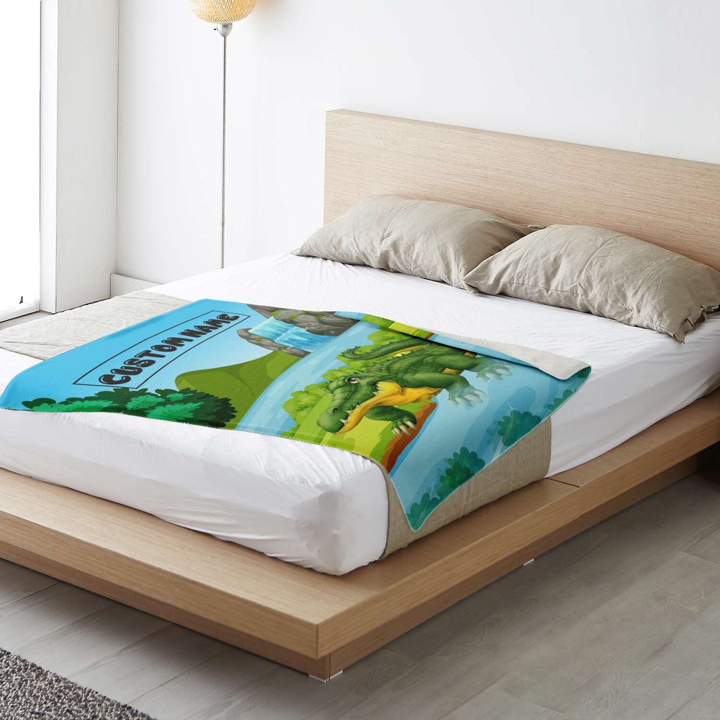 Personalized Name Crocodile Blanket, Custom Name Wild Animals Blanket for Boys & Girls