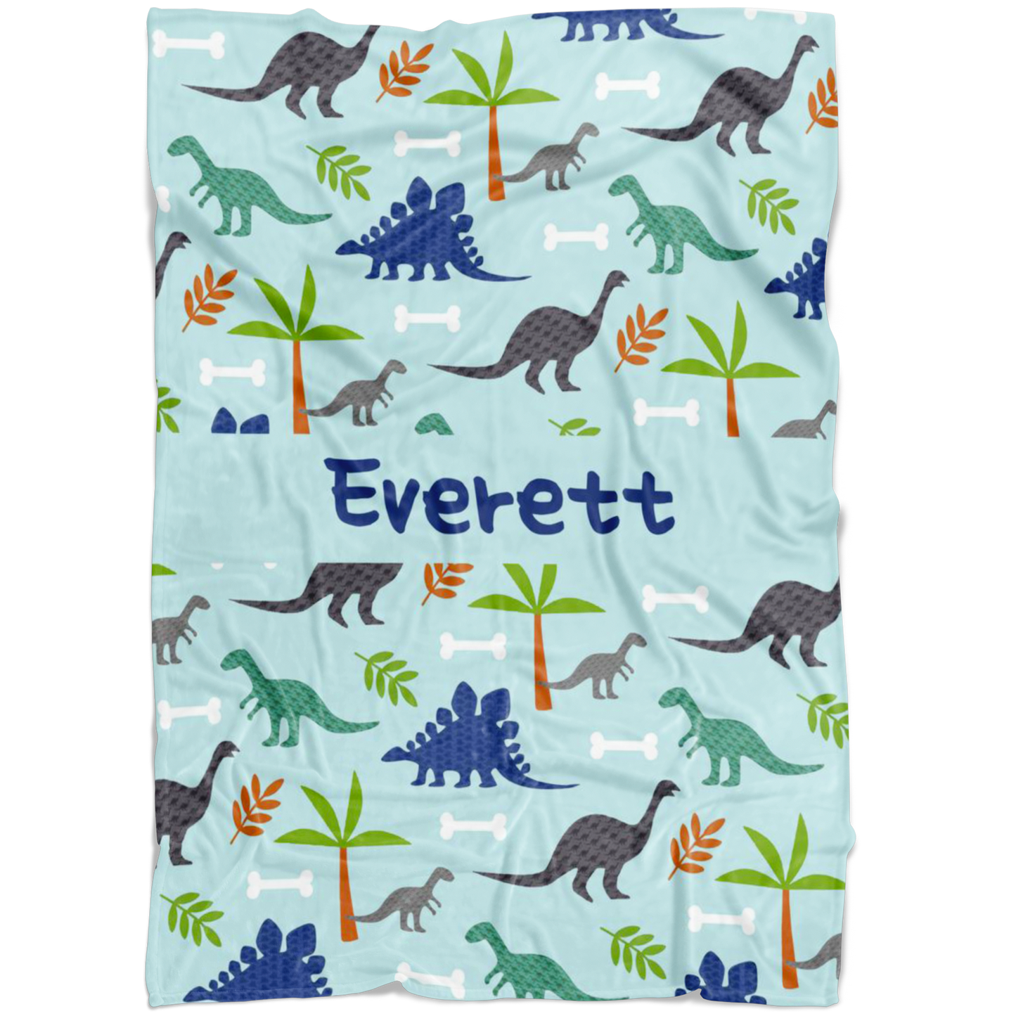 Personalized Dinosaur, Dino World Blanket for Boys, Kids - Everett