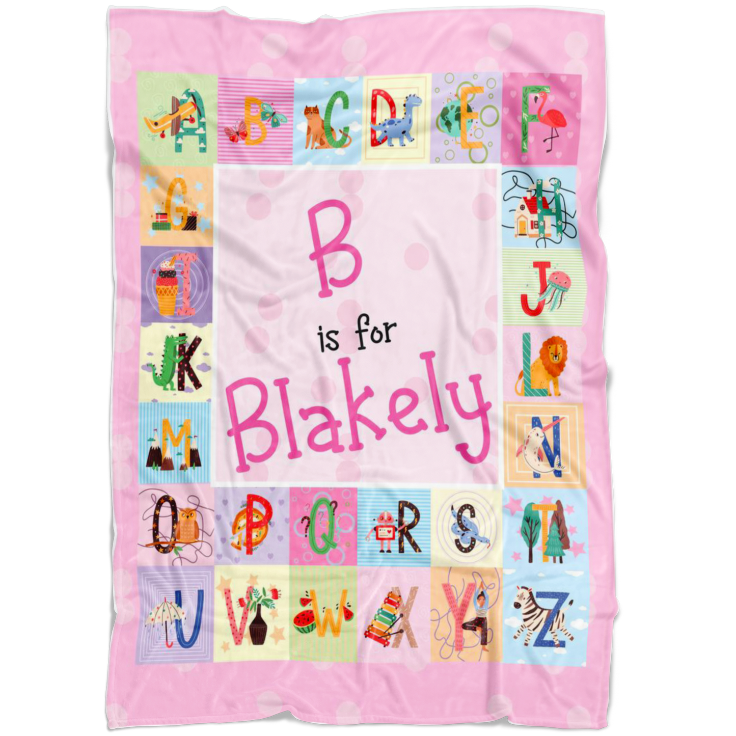 Personalized Name ABC Blanket for Babies & Girls - Blakely