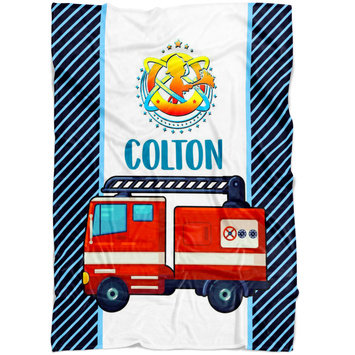 Personalized Name Firefighter Blanket for Boys - Colton
