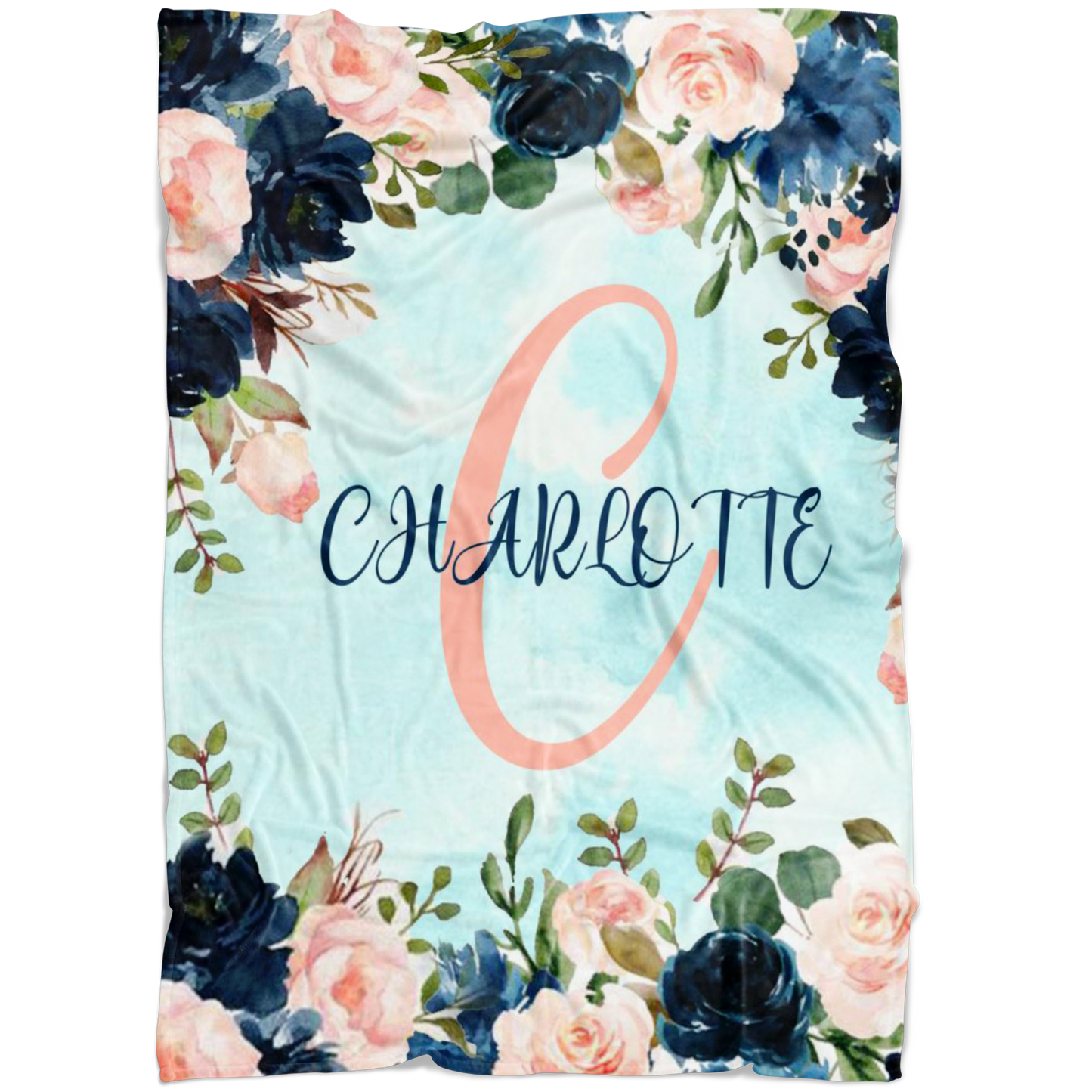 Personalized Name Baby & Girls Blanket with Roses - Charlotte