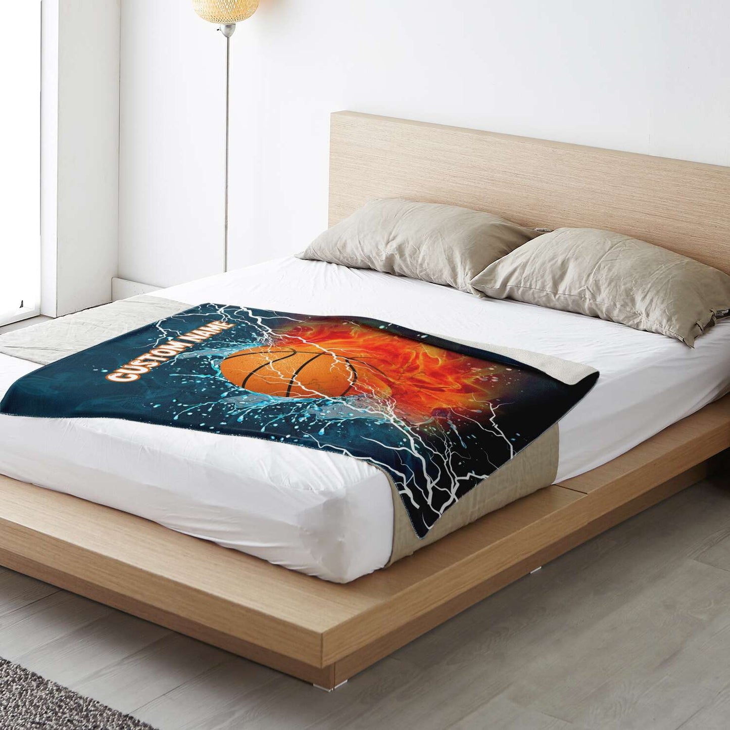 Personalized Name Basketball Blanket, Custom Name Sports Blanket for Boys & Girls