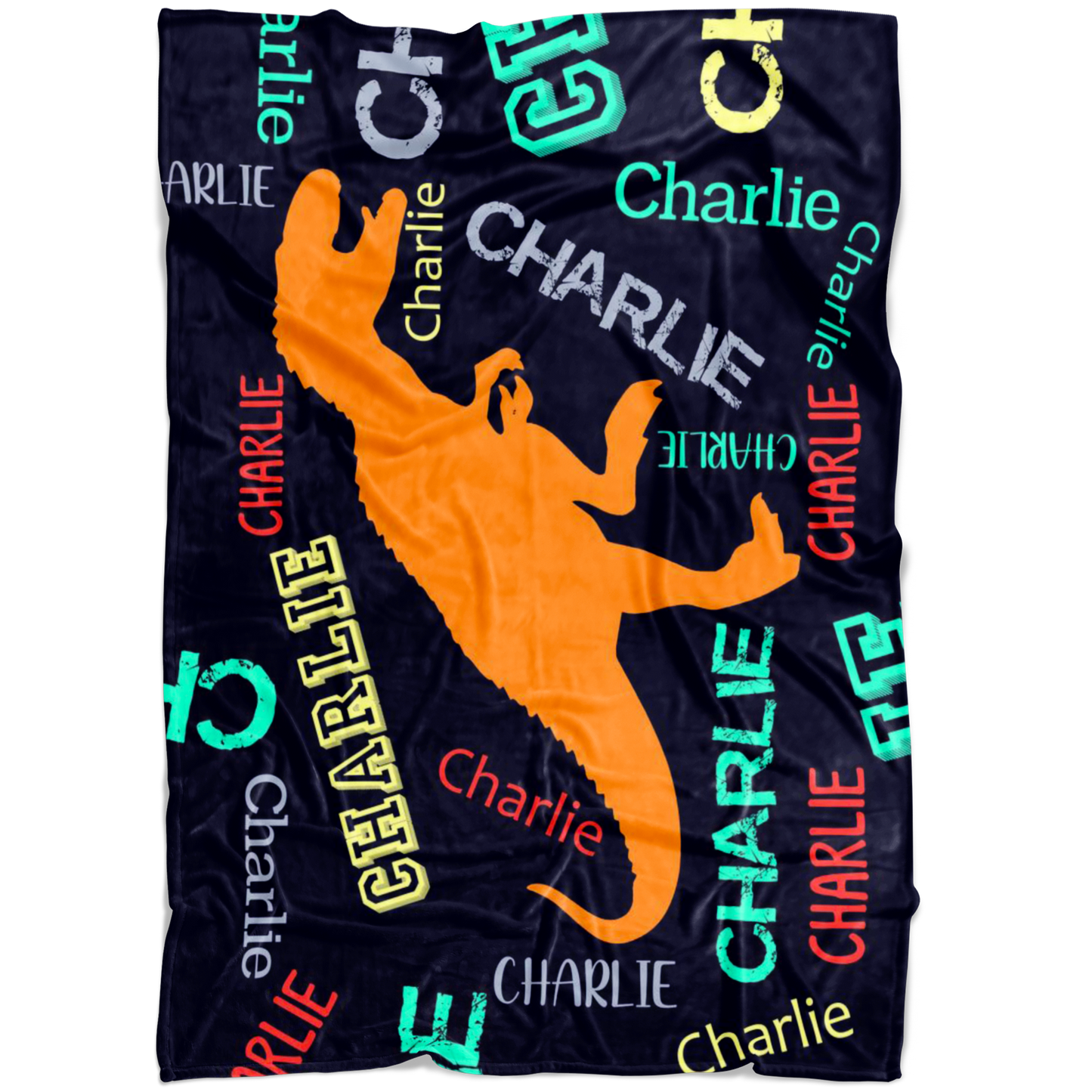 Dinosaurs T-Rex Personalized Name Blanket for Boys, Kids - Charlie