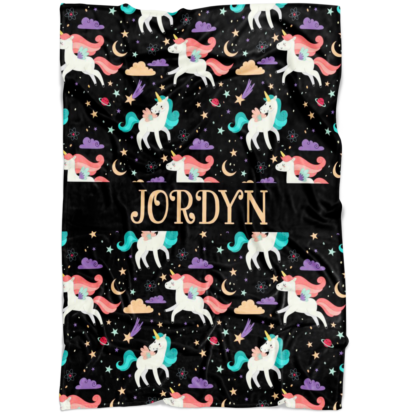 Personalized Name Unicorns Blanket for Girls - JORDYN