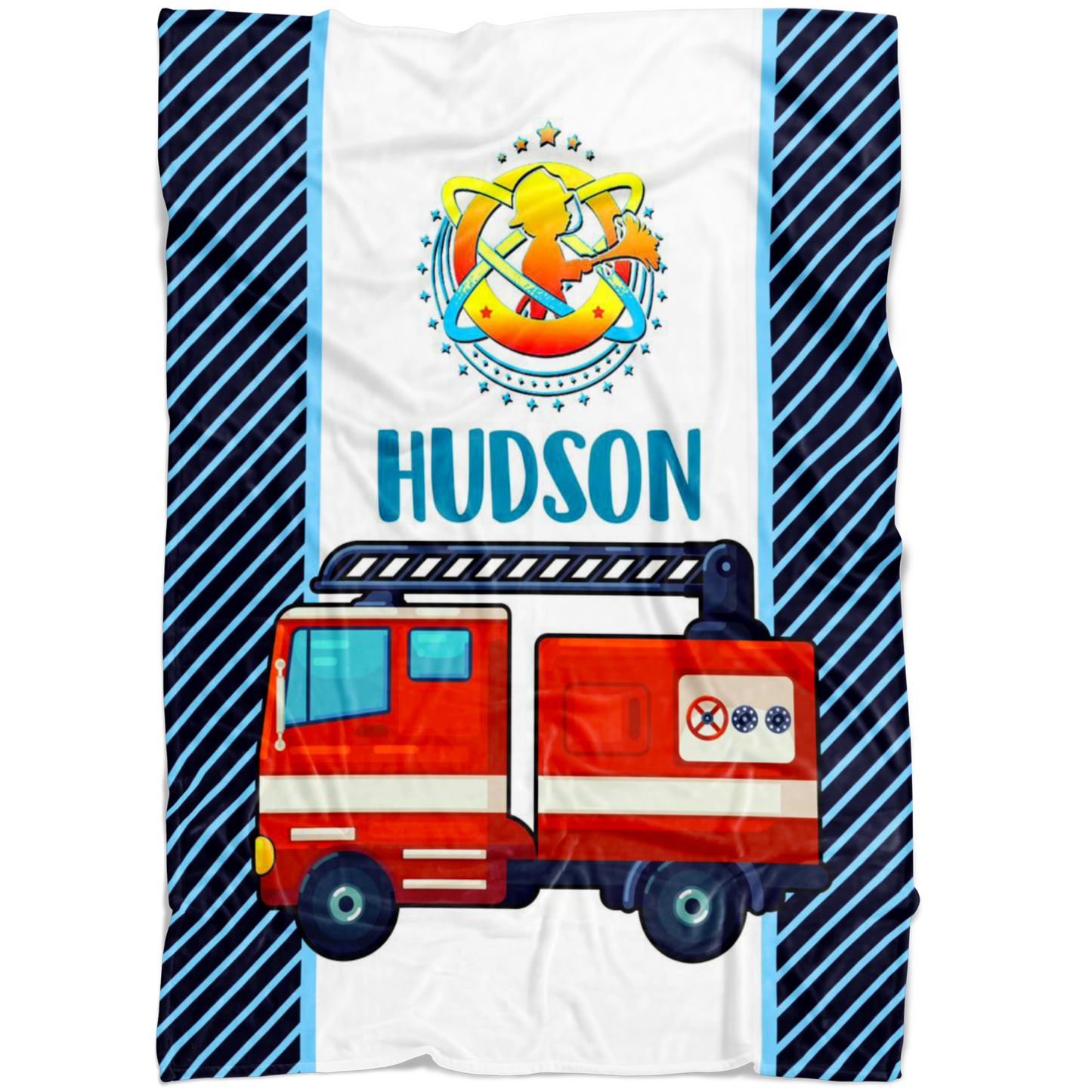 Personalized Name Firefighter Blanket for Boys - Hudson