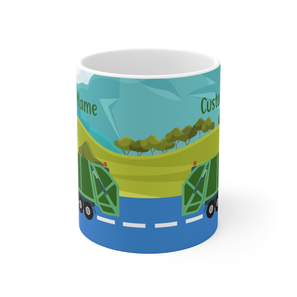 Personalized Name Garbage Truck Mug for Kids - 11oz