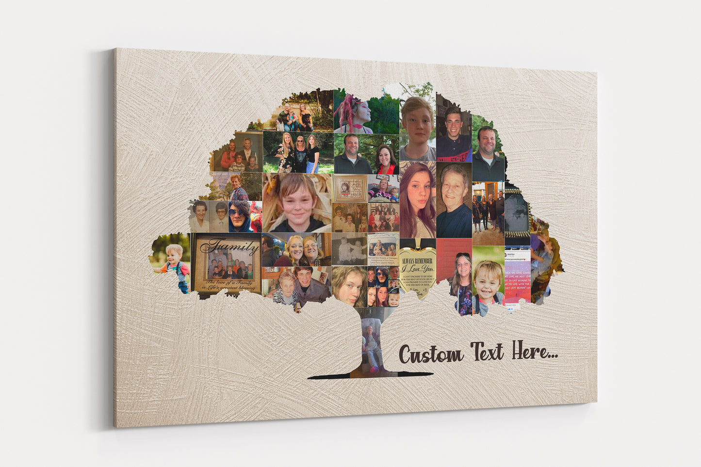 Family Tree Photo Collage Wall Art - Gold Brush