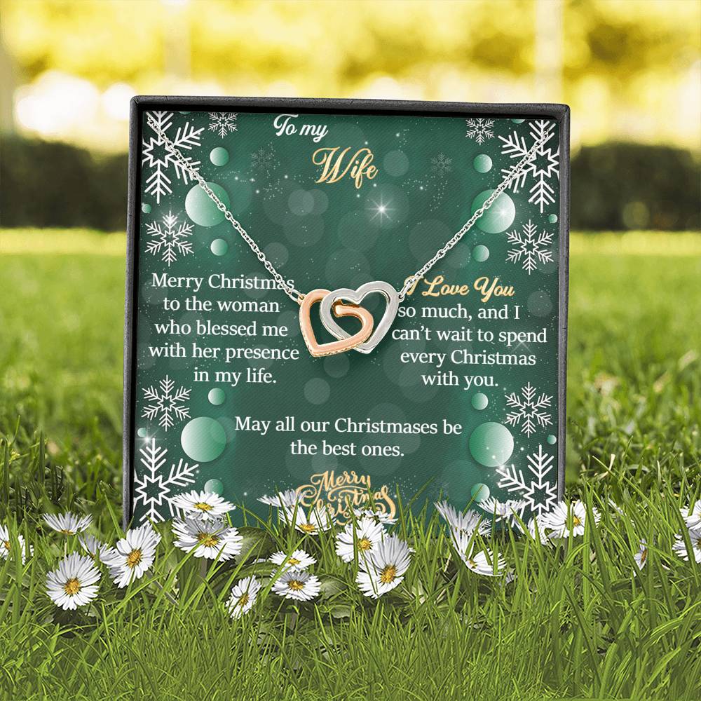 To My Wife Gift Interlocking Hearts Necklace with a Message Card