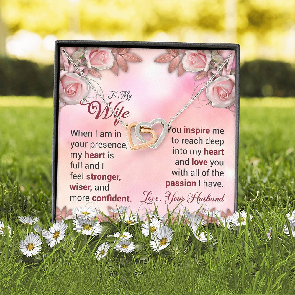 To My Wife Gift Interlocking Hearts Necklace with a Message Card