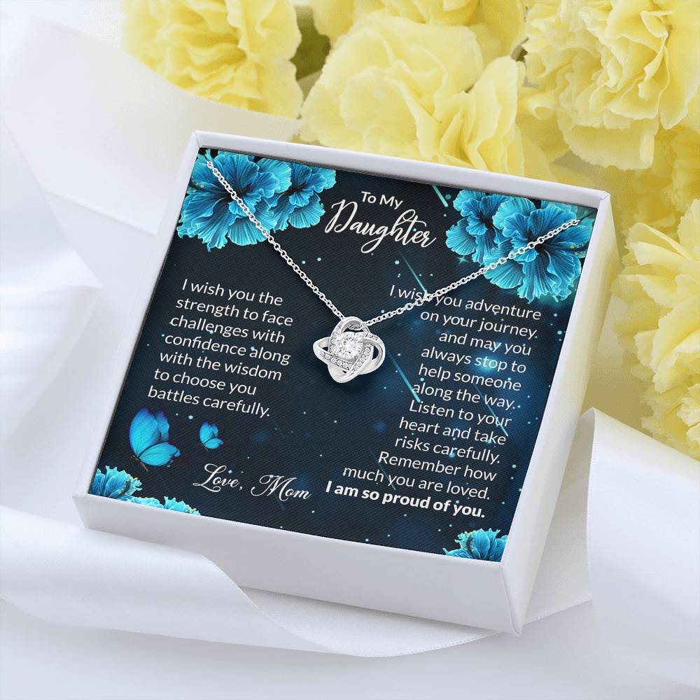 To My Daughter Gift Love Knot Necklace with Message Card