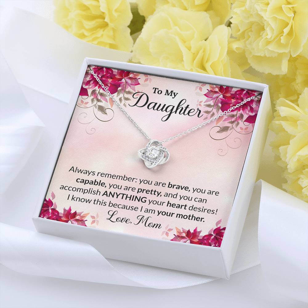 To My Daughter Gift Love Knot Necklace with Message Card