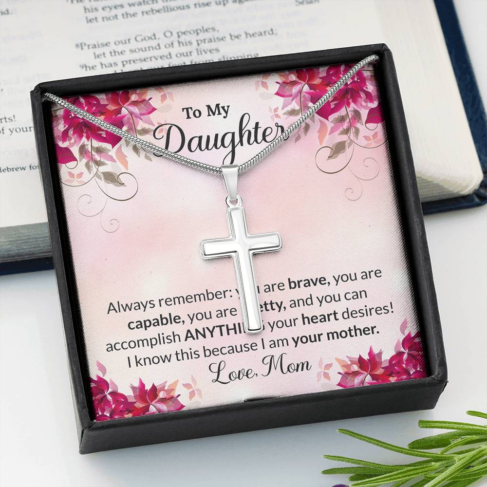 To My Daughter Gift Cross Necklace