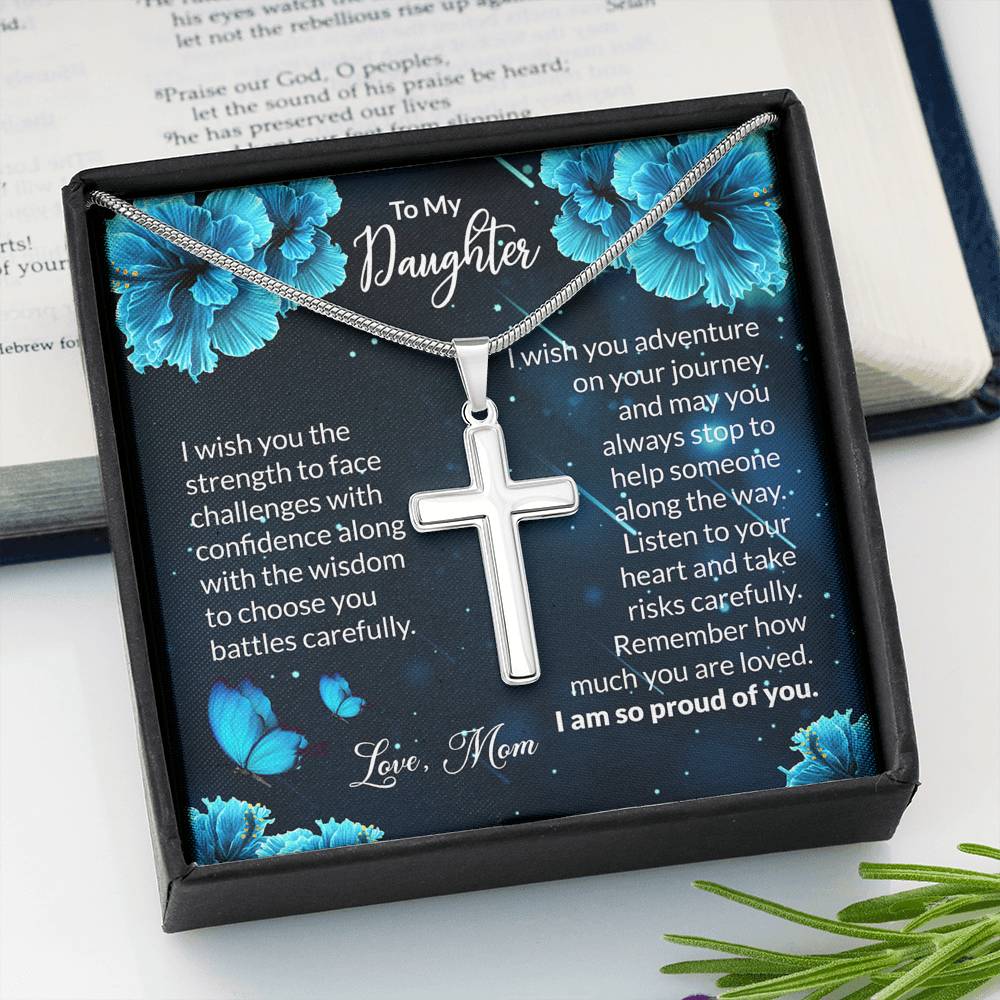 To My Daughter Gift Cross Necklace