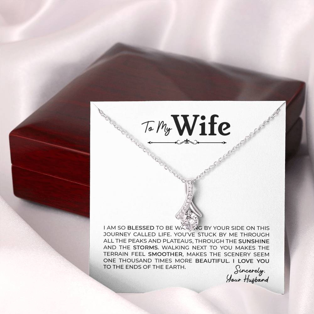 To My Wife, Gift for Wife Alluring Beauty Necklace with Message Card White