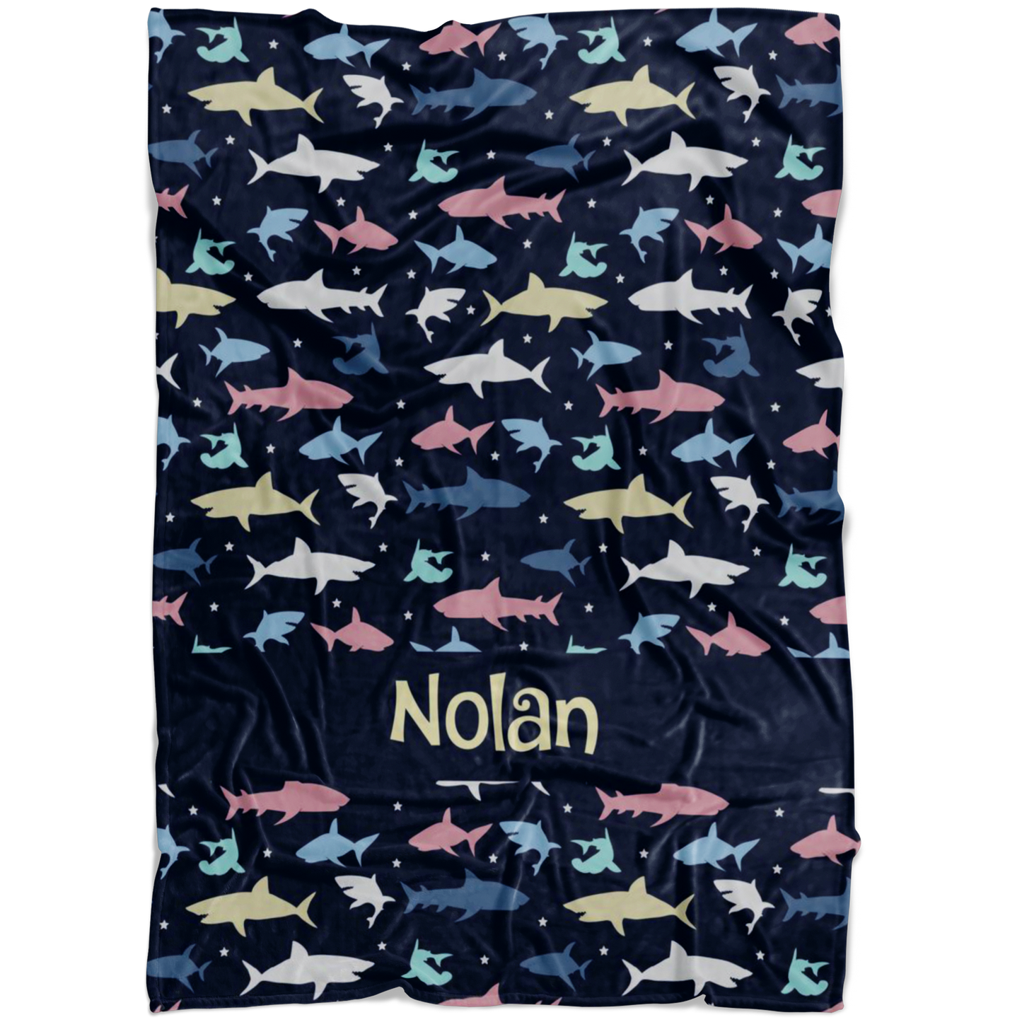 Personalized Name Shark Blanket for Kids - Nolan