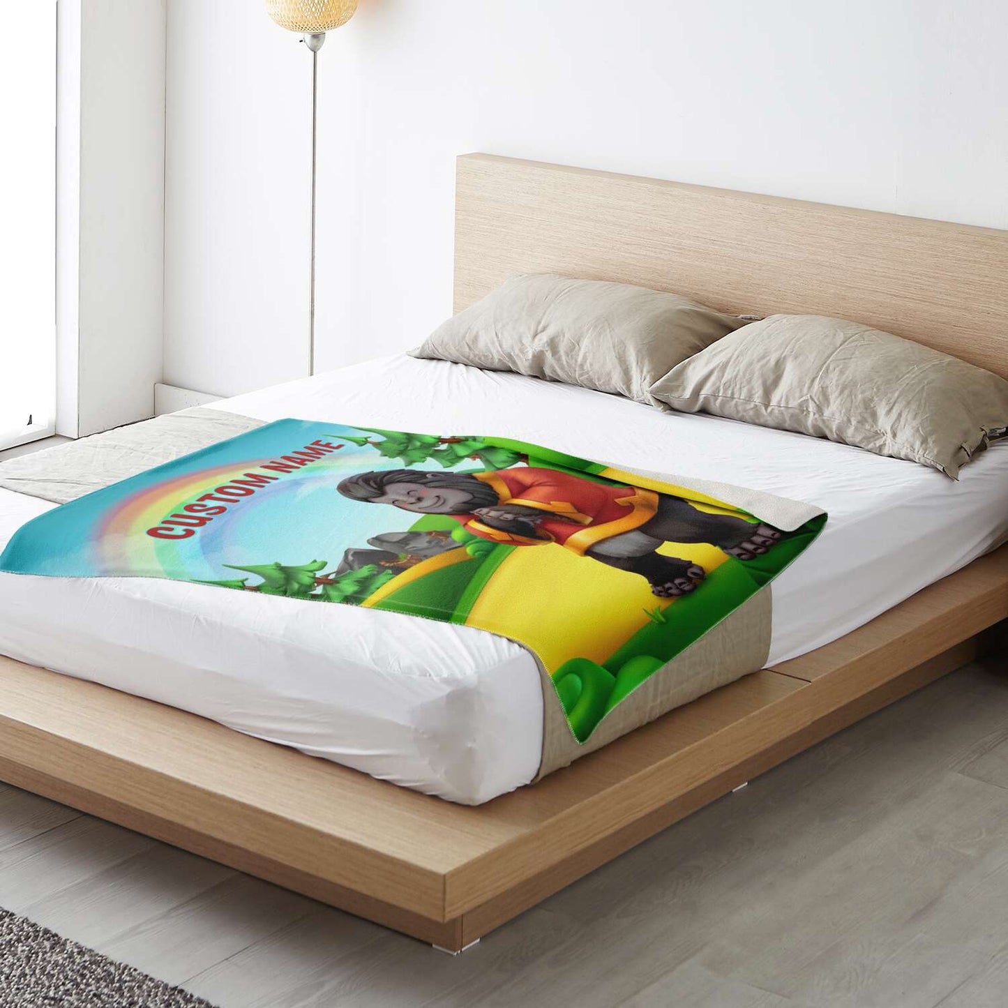 Personalized Name Gorilla, Animal Blanket for Kids, Custom Name Blanket for Boys & Girls
