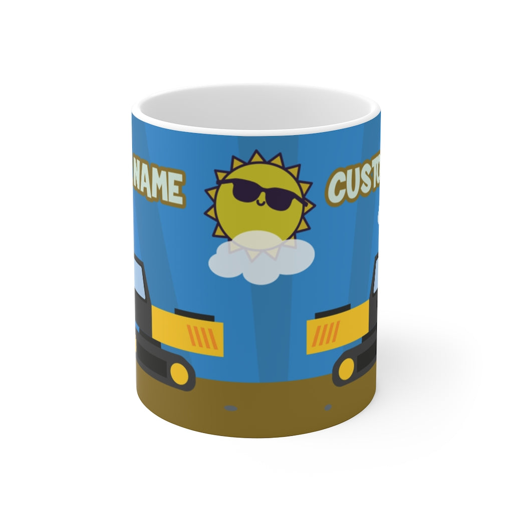 Personalized Name, Construction Machine, Excavator Mug for Kids 11oz
