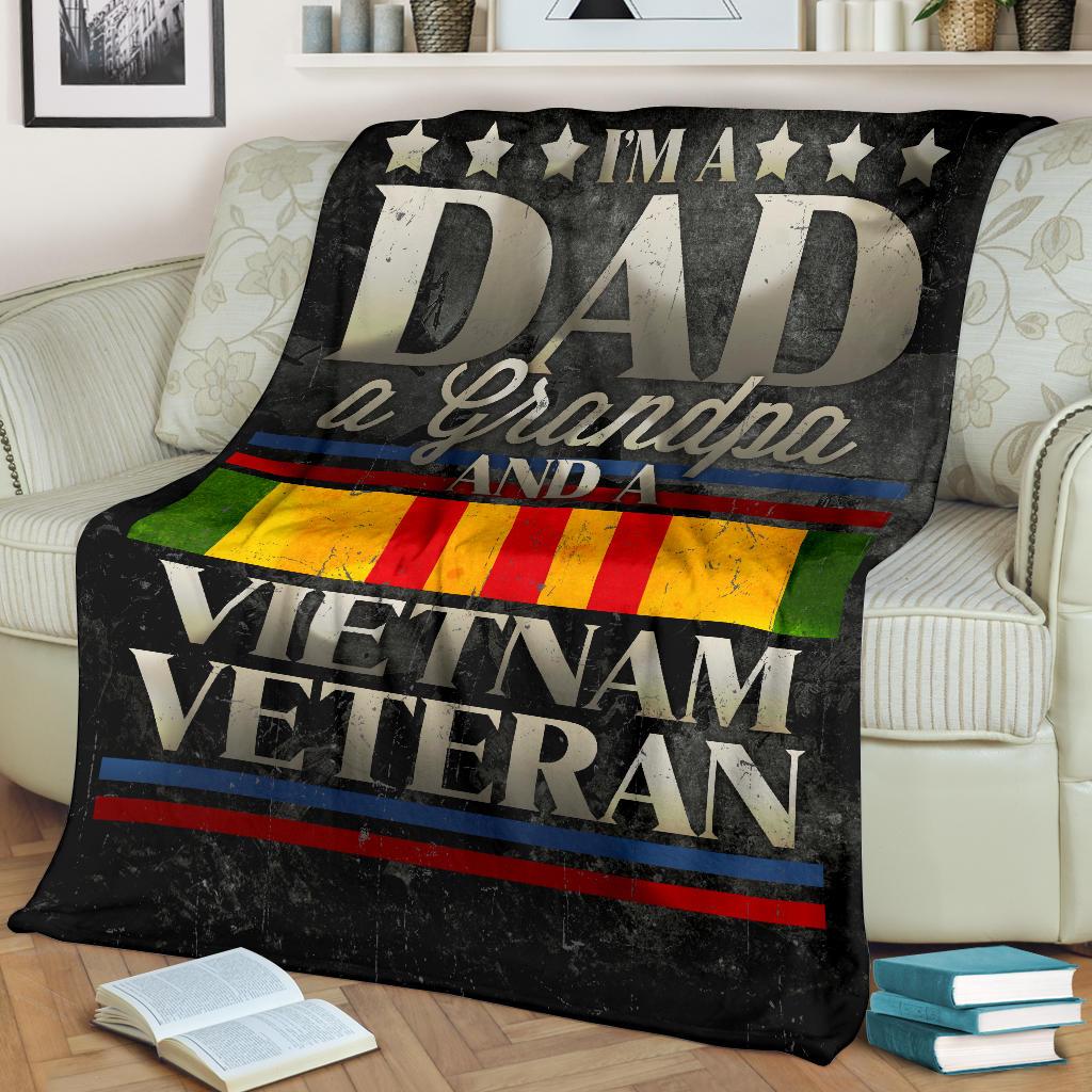 Veterans Day Gift, Army Veteran Blanket, Vietnam Veteran, Dad & a Grandpa