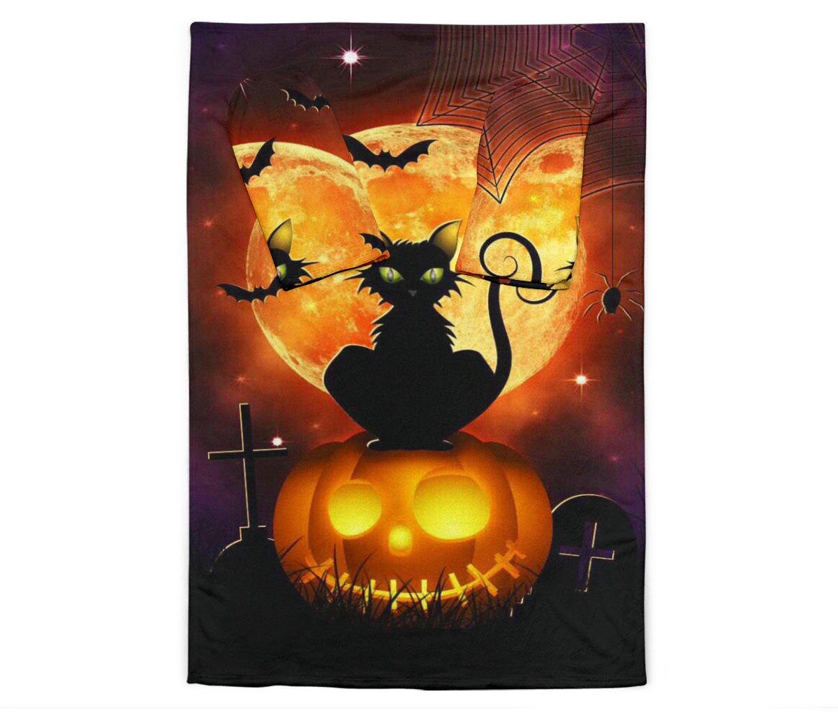 Black Cat & Pumpkin Halloween Sleeve Blanket