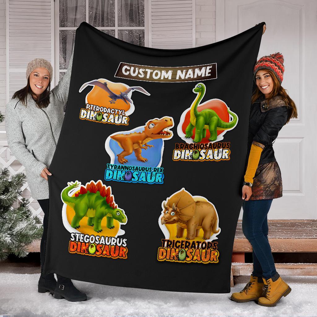 Personalized Name Dino Park, Dinosaur Blanket for Kids, Educational, Learning Blanket for Boys & Girls