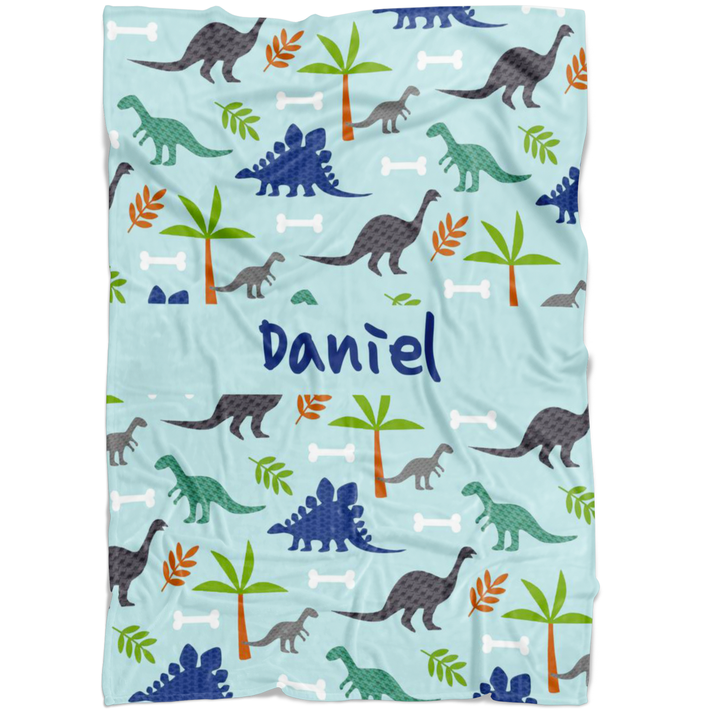 Personalized Dinosaur, Dino World Blanket for Boys, Kids - Daniel