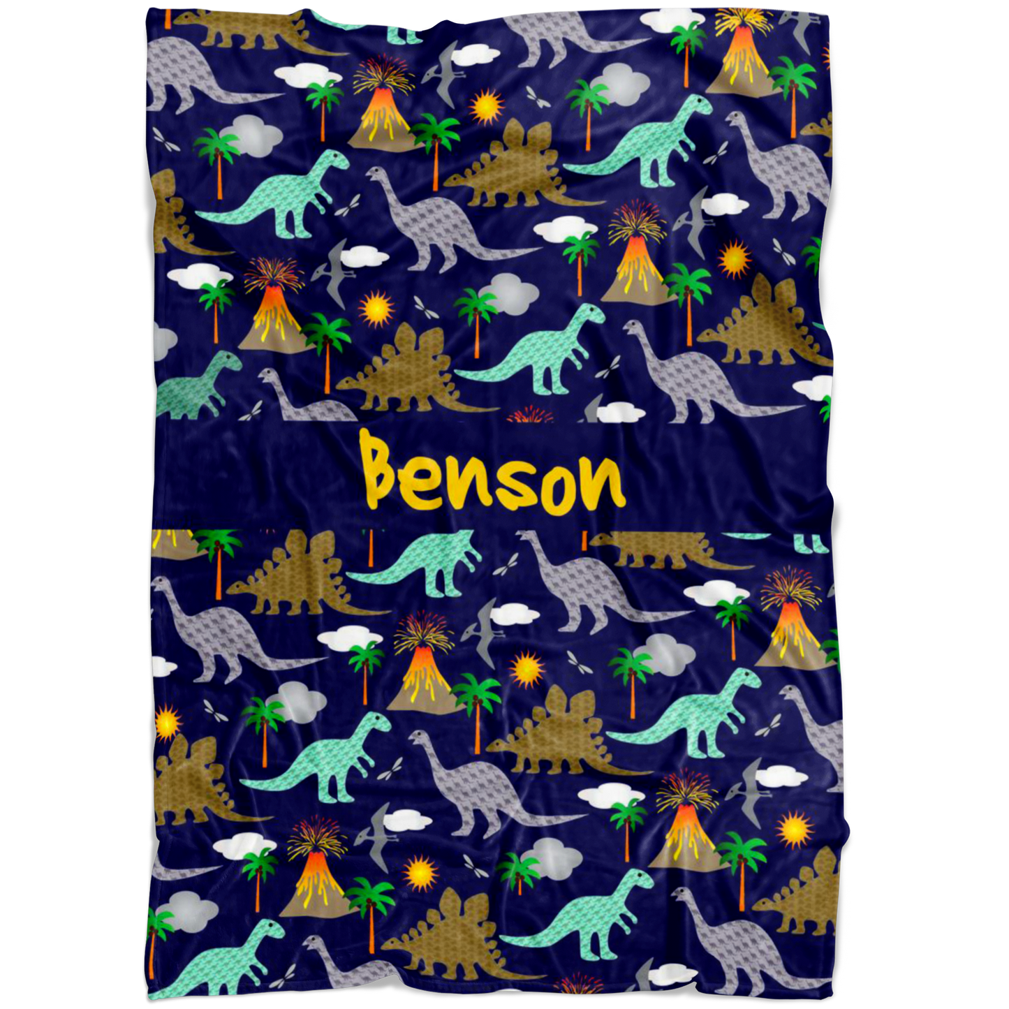 Personalized Dinosaurs, Dino World Blanket for Boys & Girls, Kids - Benson