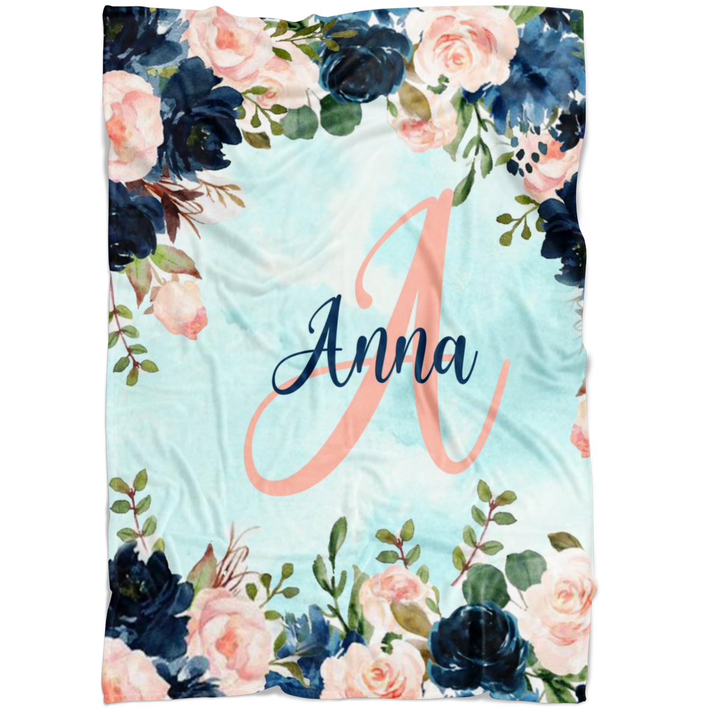 Personalized Name Baby & Girls Blanket with Roses - Anna
