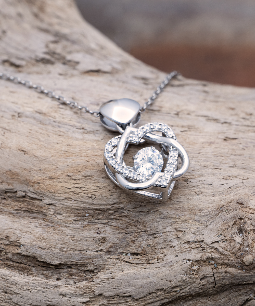 Granddaughter - Grandma - Heart Knot Silver Necklace
