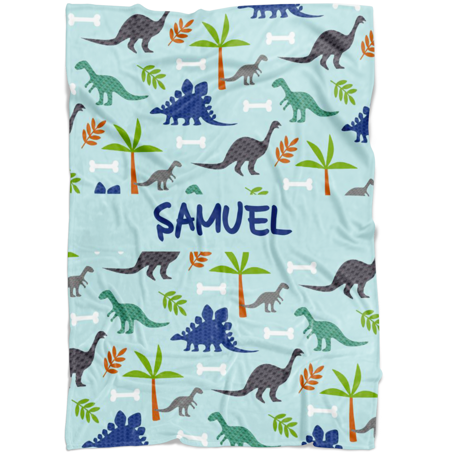 Personalized Dinosaur, Dino World Blanket for Boys, Kids - SAMUEL