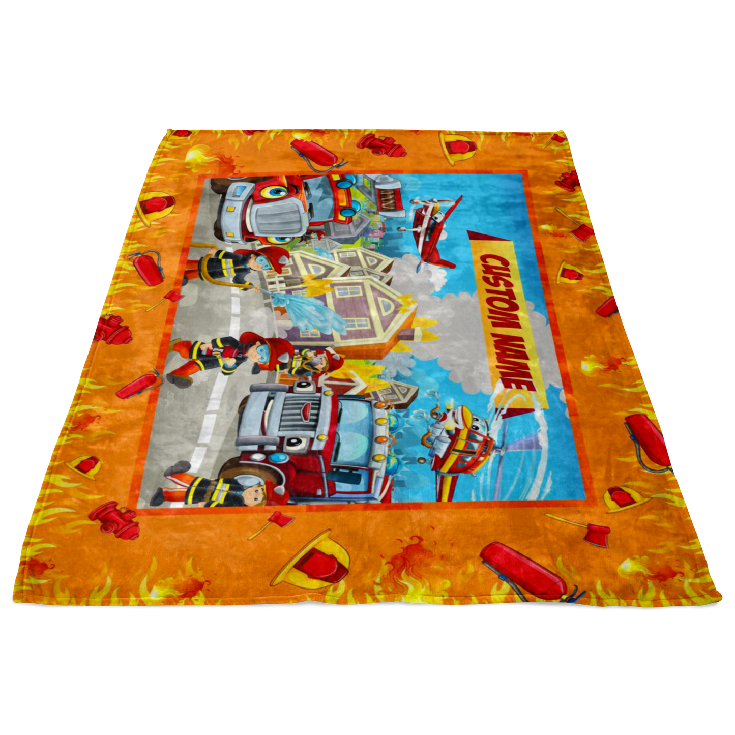 Personalized Name Firefighter Blanket for Boys & Girls, Firefighter Blanket for Kids