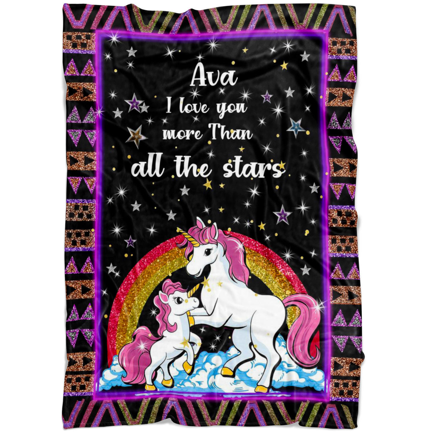 Personalized Name I Love You More Than All the Stars Blanket for Girls - AVA