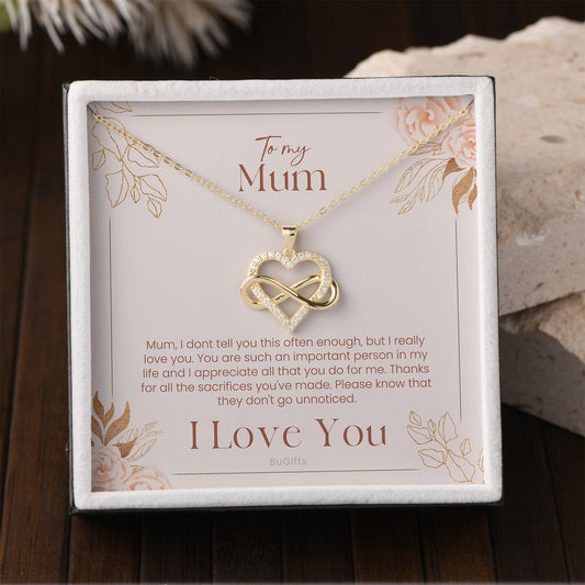 925 Sterling Silver Necklace - 14k Gold Plated - Meaningful Gift for Mum
