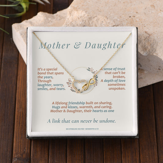Mother & Daughter Necklace – 925 Sterling Silver with 18k Gold or Rhodium Plating