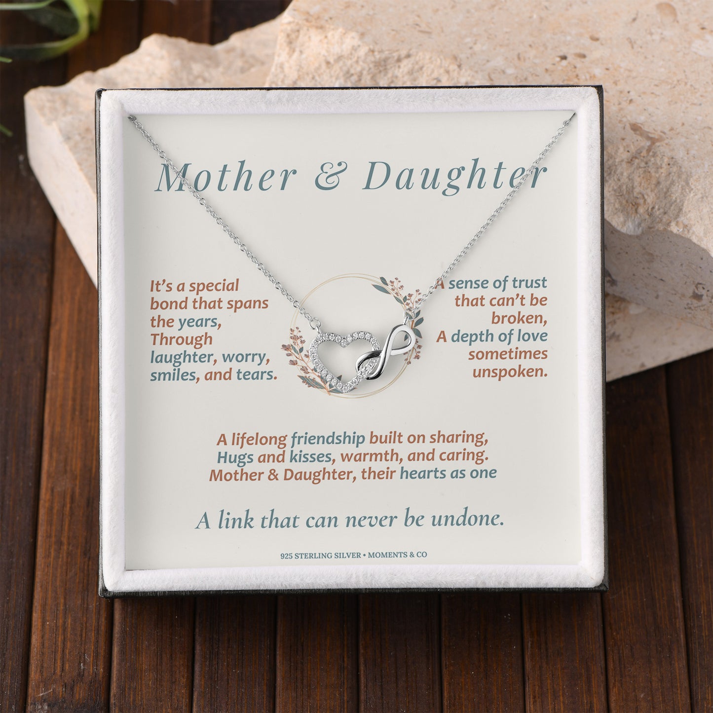 Mother & Daughter Necklace – 925 Sterling Silver with 18k Gold or Rhodium Plating