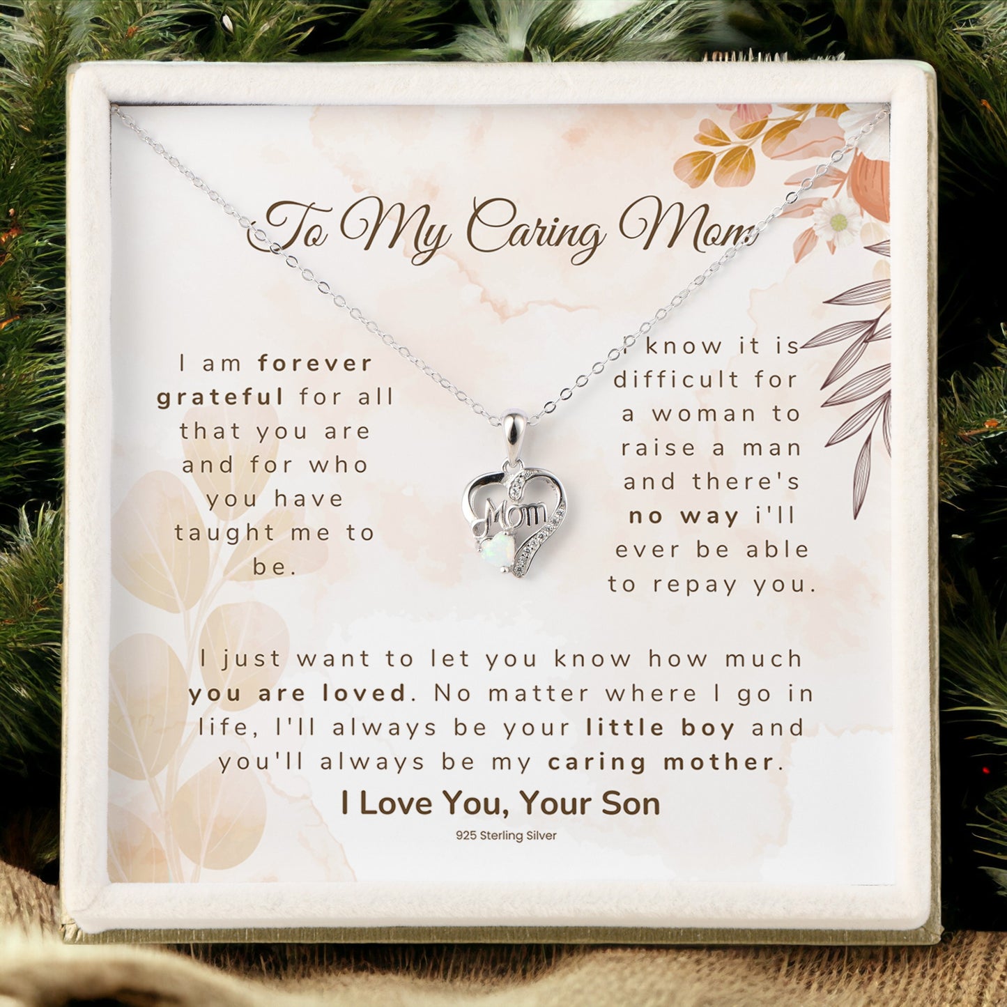 Mom - My Mom Forever - Opal 925 Sterling Silver Necklace