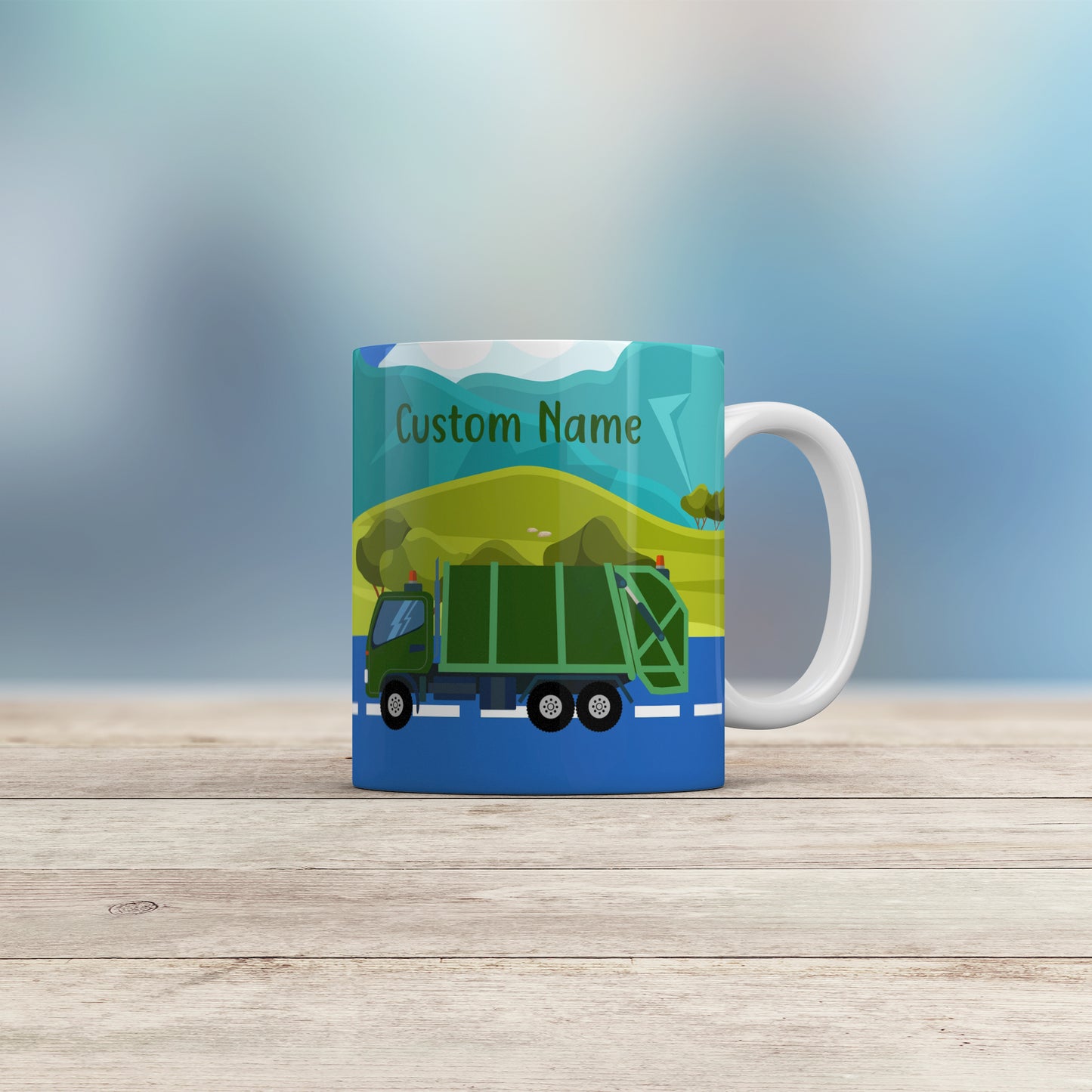 Personalized Name Garbage Truck Mug for Kids - 11oz