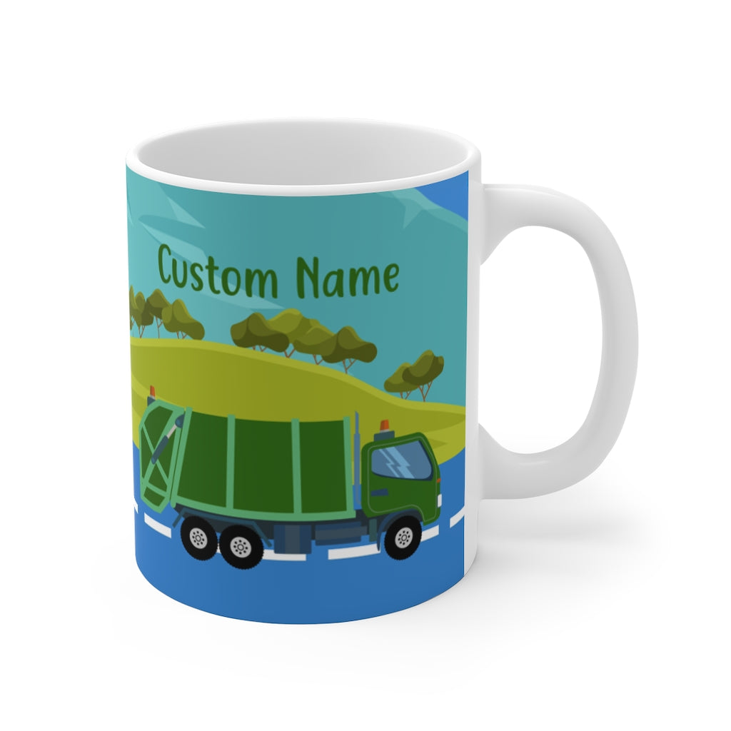 Personalized Name Garbage Truck Mug for Kids - 11oz