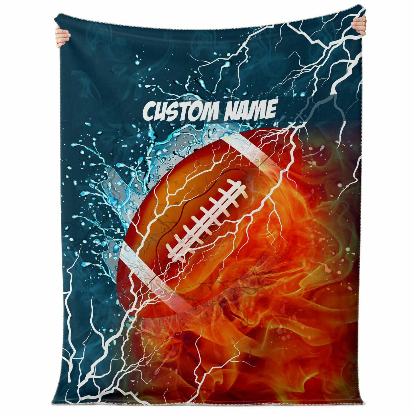 Personalized Name American Football Blanket, Custom Name Sports Blanket for Boys & Girls
