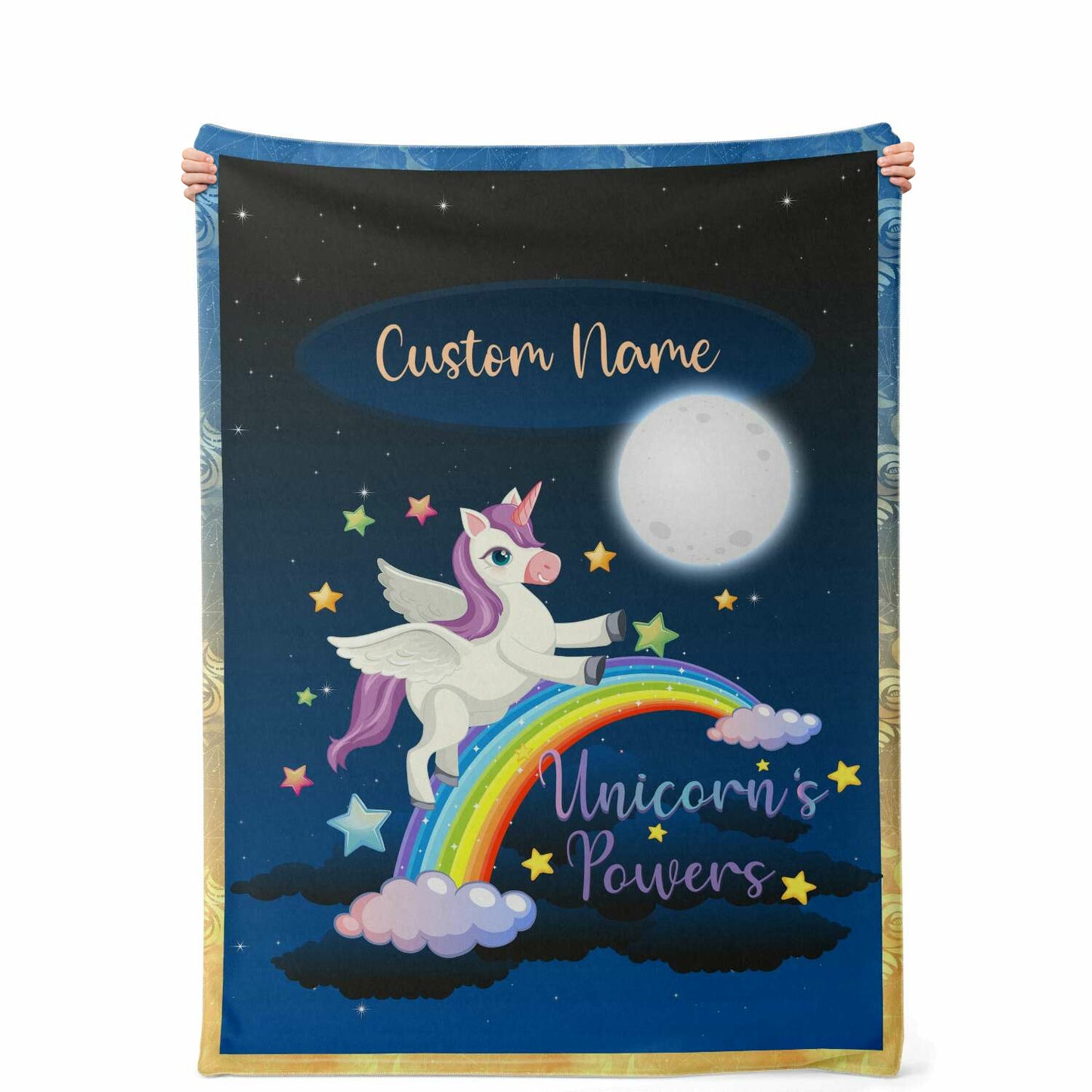 Personalized Name Unicorn Blanket for Kids, Custom Name Blanket for Boys and Girls