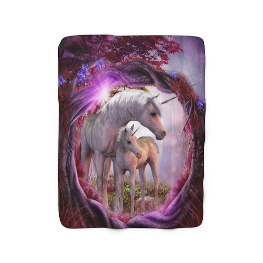 Mom & Daughter Unicorns Sherpa Fleece Blanket