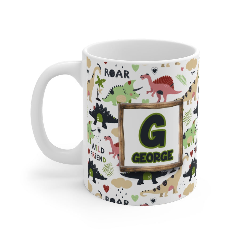 Personalized Name Dinosaur, T-Rex Mug for Kids - 11oz