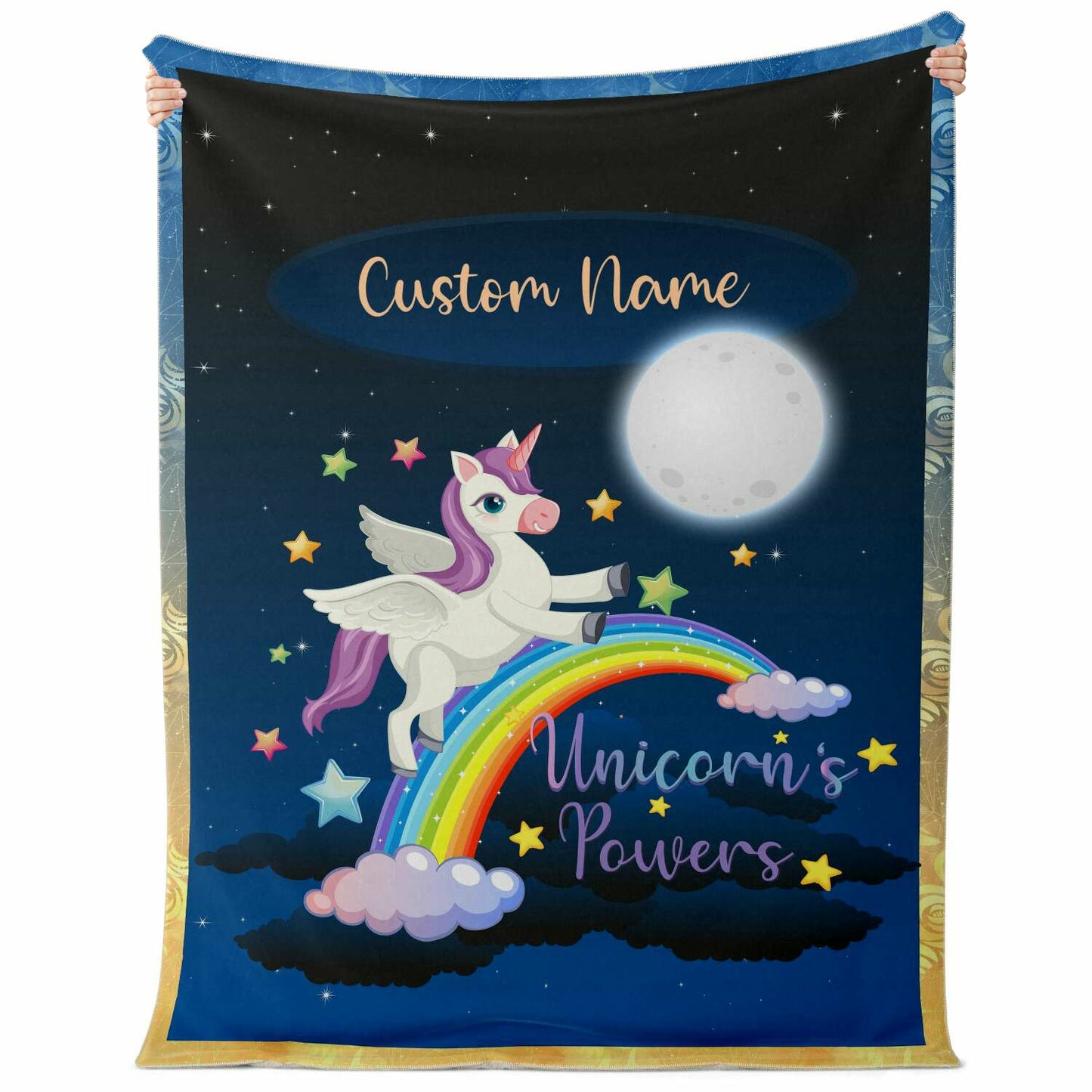 Personalized Name Unicorn Blanket for Kids, Custom Name Blanket for Boys and Girls