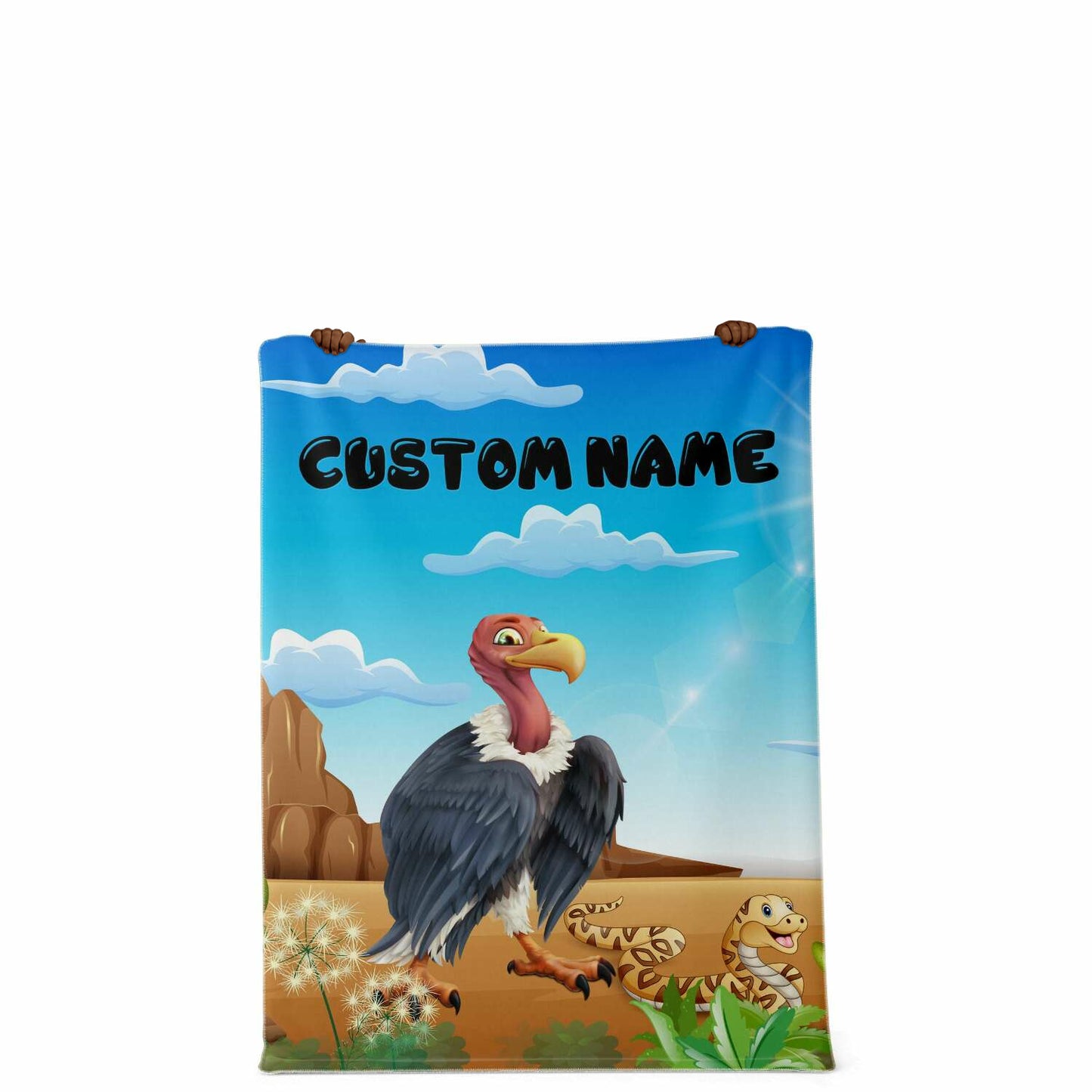 Personalized Name Vulture Blanket, Custom Name Wild Animals Blanket for Boys & Girls