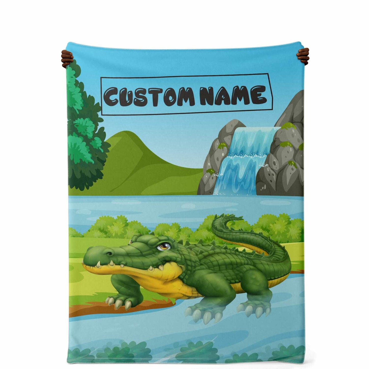 Personalized Name Crocodile Blanket, Custom Name Wild Animals Blanket for Boys & Girls