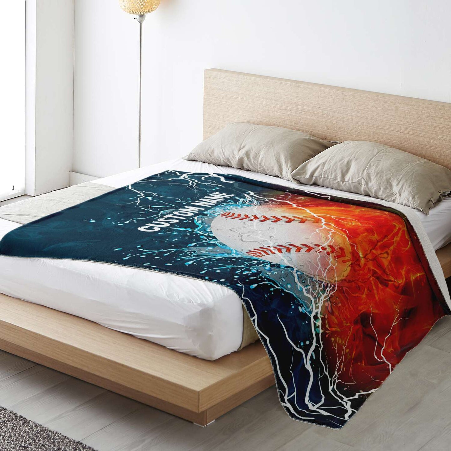 Personalized Name Baseball Blanket, Custom Name Sports Blanket for Boys & Girls