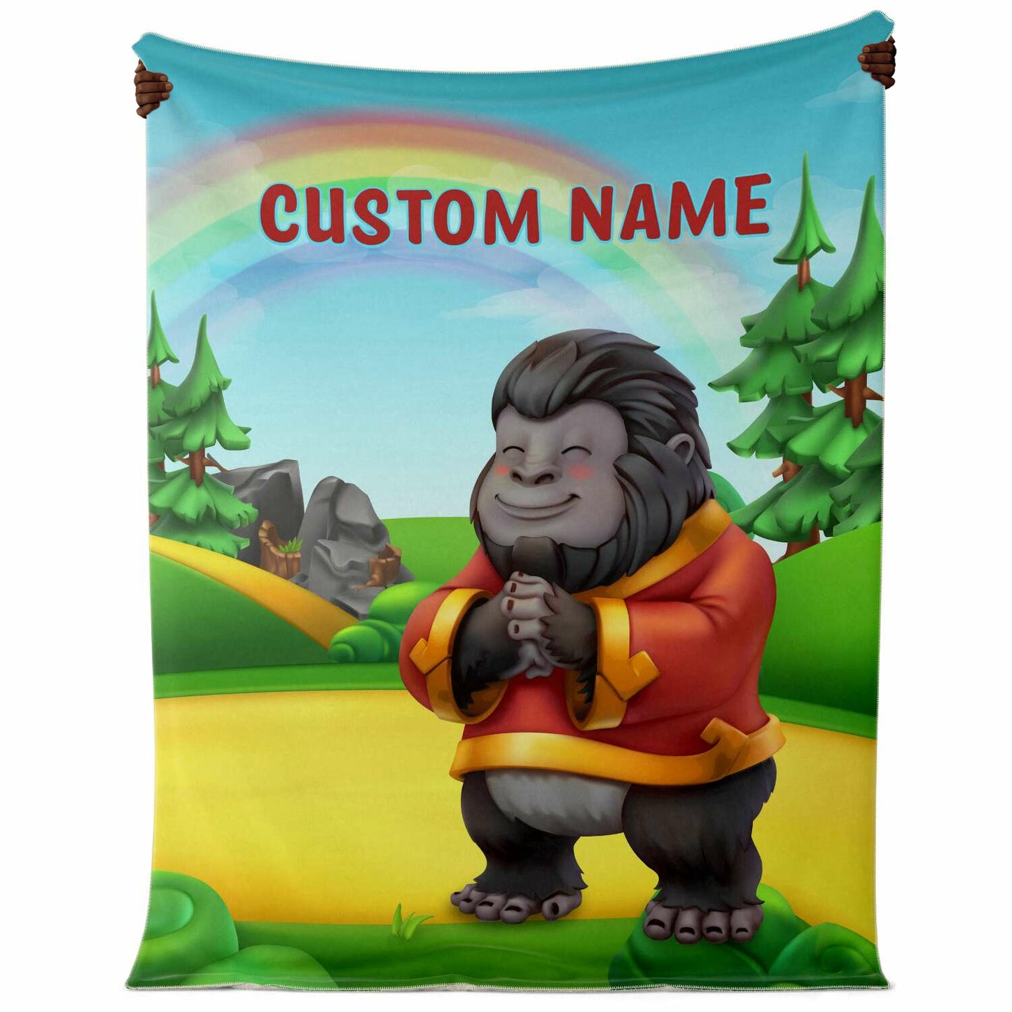 Personalized Name Gorilla, Animal Blanket for Kids, Custom Name Blanket for Boys & Girls