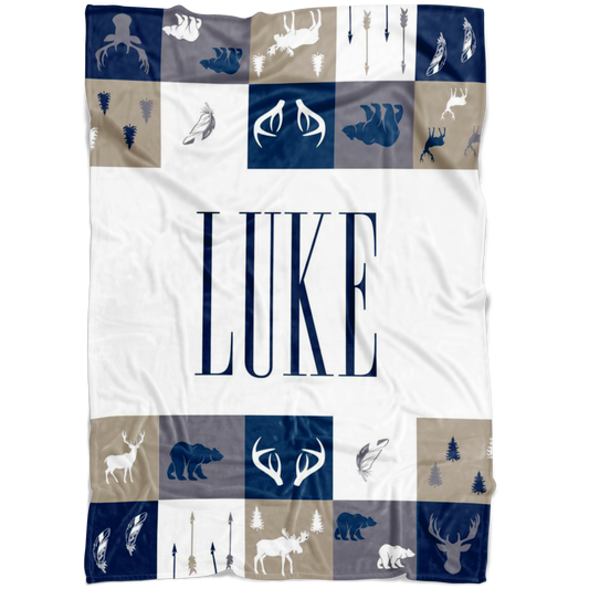 Personalized Name Woodland Blanket for Boys, Kids - Luke